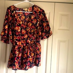 Floral wrap blouse